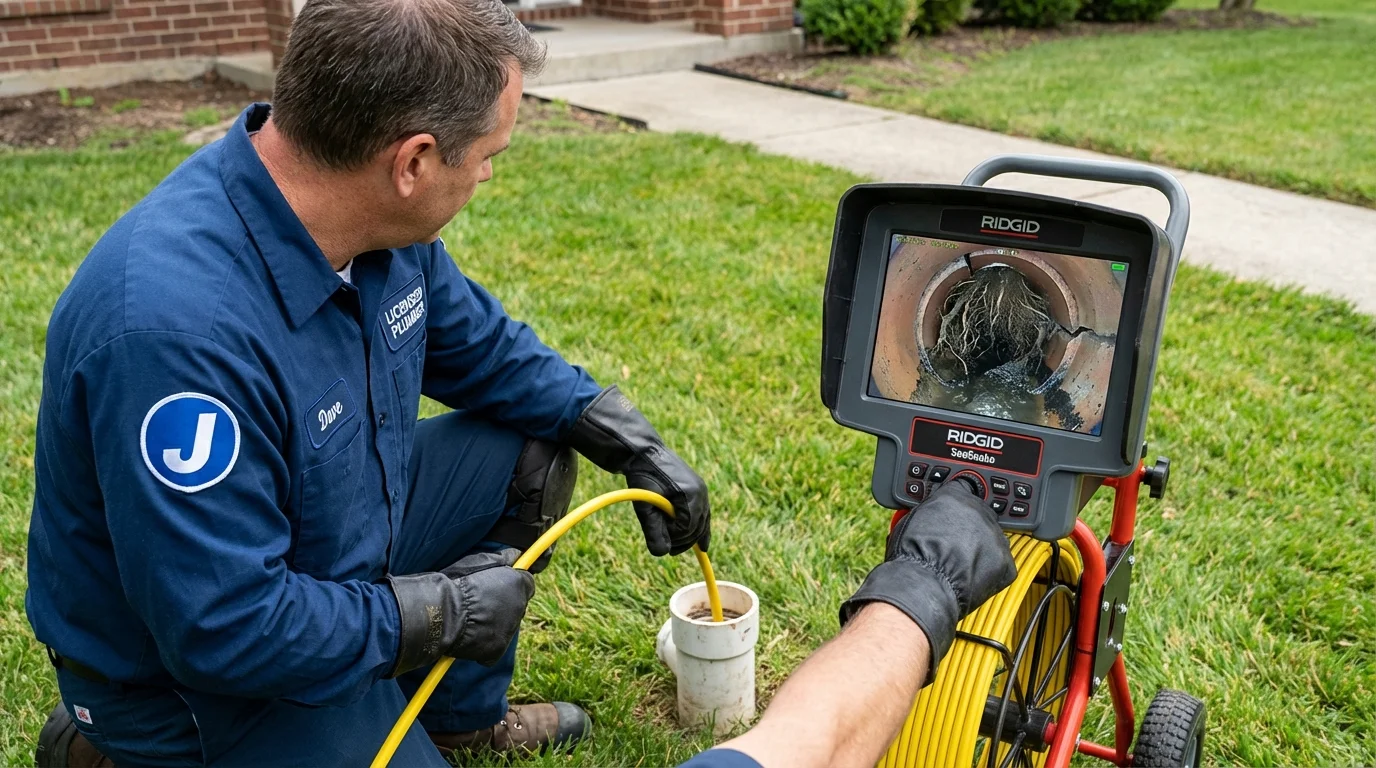 Sewer camera inspection being performed by Johns Plumbing LLC in Runge