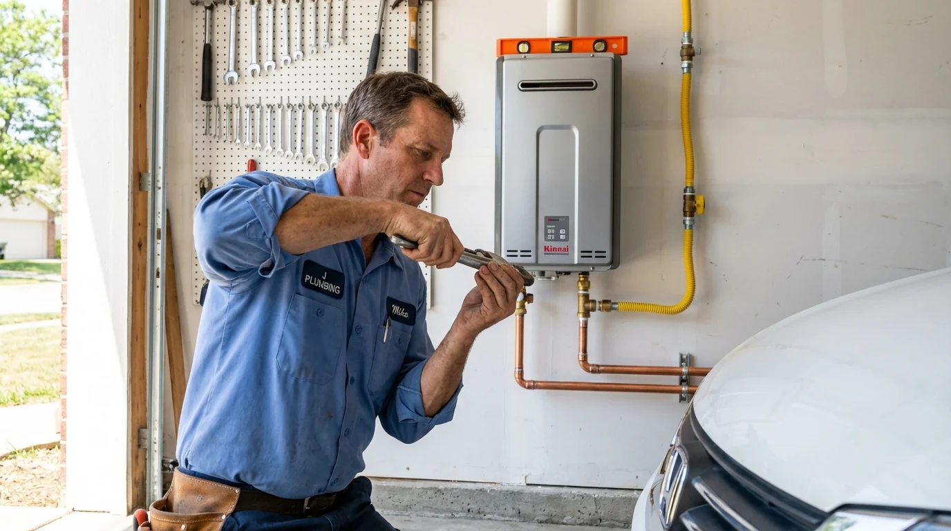 Tankless water heater installation by a Johns Plumbing LLC plumber in Runge